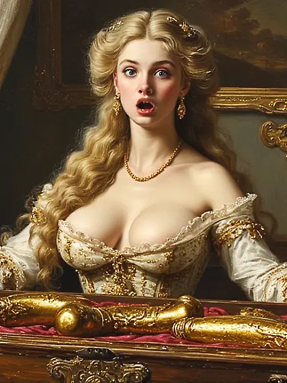 Discovering the queen's golden dildos
