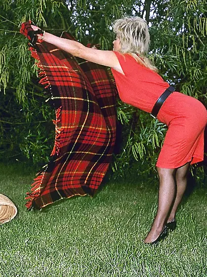 Sexy blonde red dress
