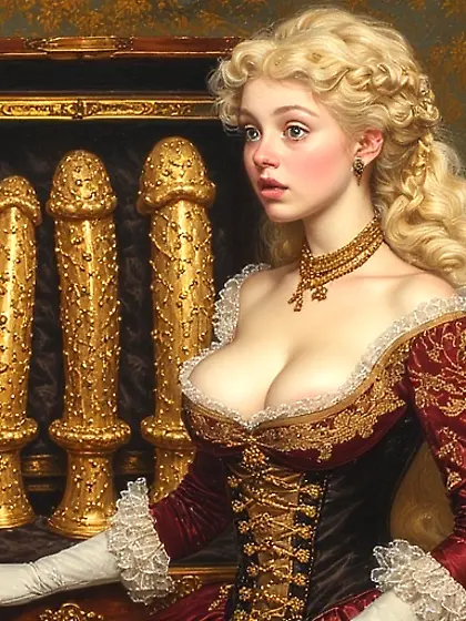 Discovering the queen's golden dildos