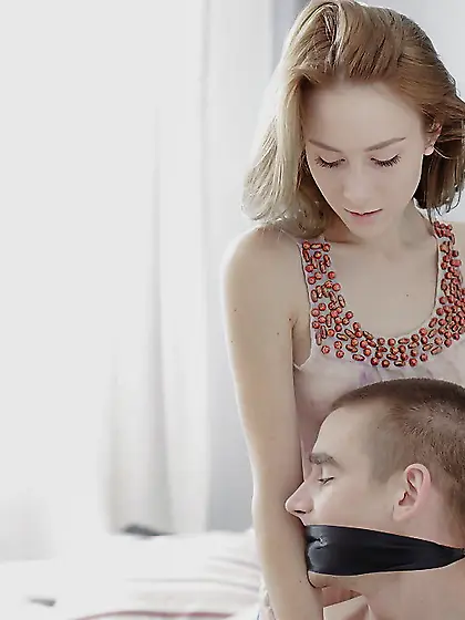 Young blonde Serpente enjoys licking her boyfriend's thick cock