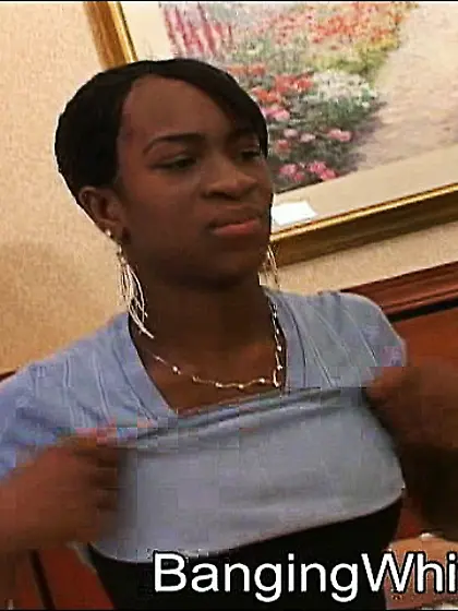 Sexy black babe sucking dick and banged hard