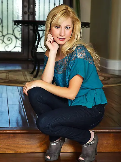 Petite blonde Odette Karups with A size tits and tight clean pus