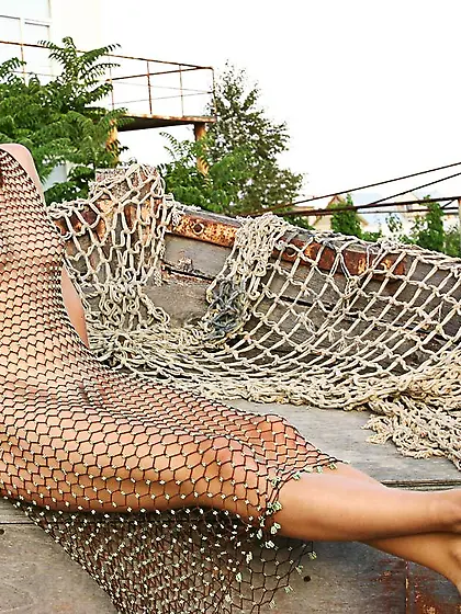 Tasty blonde missy Ljuba Nubiles strips off her transparent dres