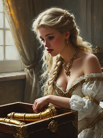 Discovering the queen's golden dildos