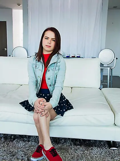 Small brunette red top