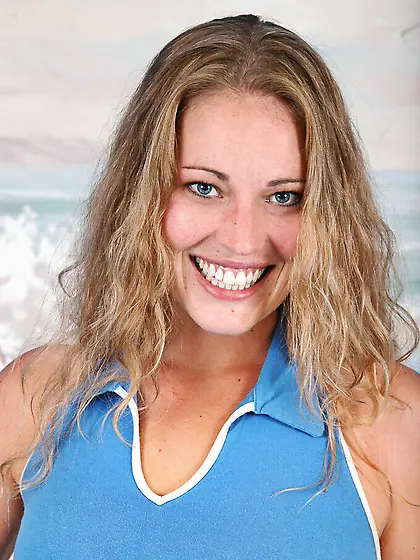 Skinny girl Daisy May with long curly hair gets naked to show he