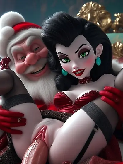 Xmas cards,  Disney Cruella De Vil & Evil Santa