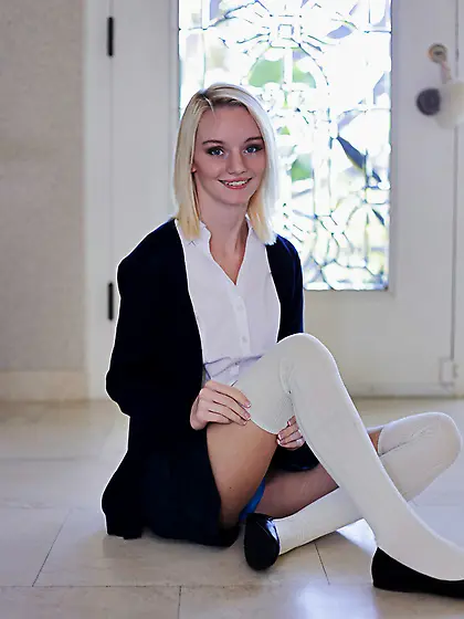 Slim pretty blonde white