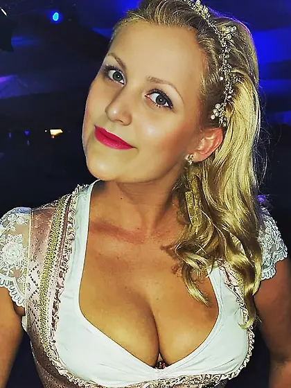 blonde in dirndl dress