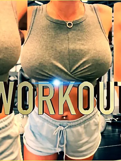 Wifey works out braless at public gym