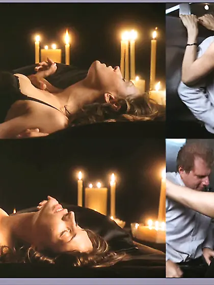 Elegant slut straddles man