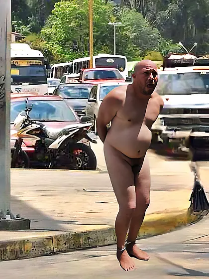 Tied nude humillant public cfnm