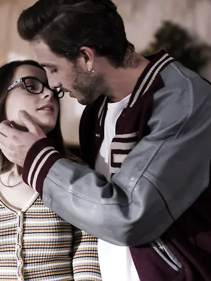 Aften Opal takes cum on her glasses after a nice fuck