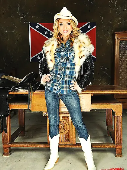 Two rock hard men are fucking the tight holes of luscious cow gi