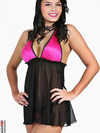 Busty brunette in stockings Sasha is stripping and finally stays