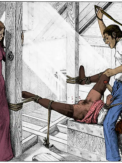 Whipped on the pussy (by Farrel). Colorized.