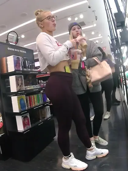blonde leggings candid