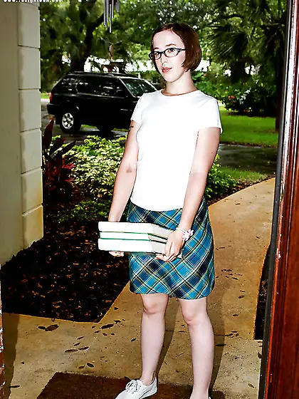 Nerdy teen small tits