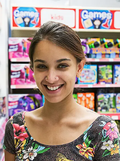 Slim playful teen girl