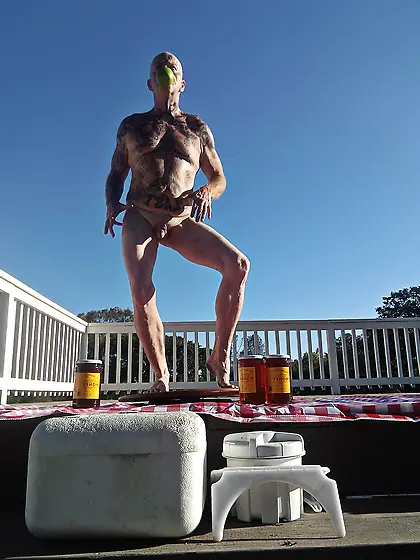 The Longpig Trains Outdoors near Barbecue Area.