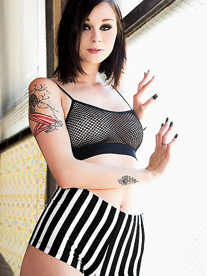 Vera Drake grabs her bare ass after removing her striped shorts