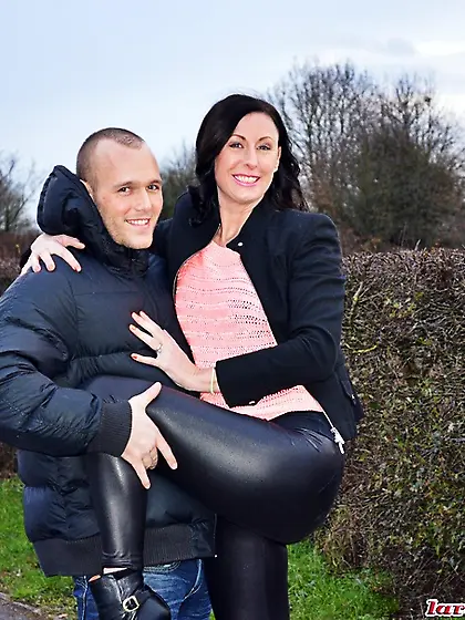 Sexy cougar seduces handsome