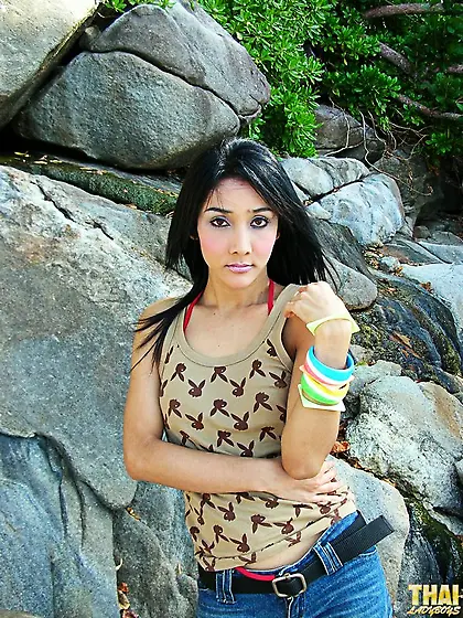 Thai Ladyboy strips outdoor