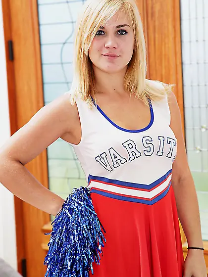 Cute blonde cheerleader ready