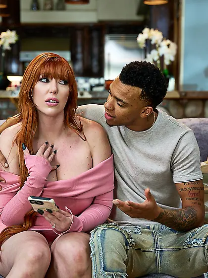 Lauren Phillips pleasures young black dude in living room