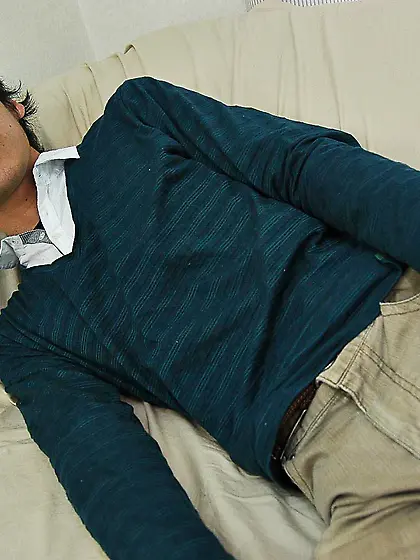 Asian handsome hunk undressing