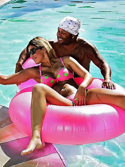 Blonde interracial pool