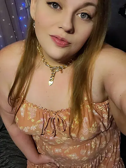 Cute bbw in dress and white fishnet knee highs
