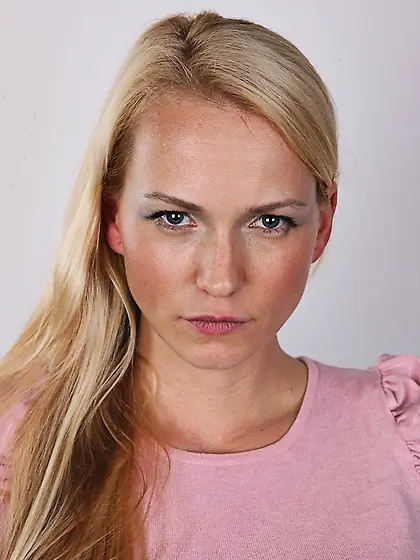 Slim blonde cute blue