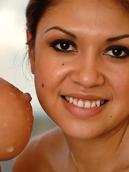 Good-looking babes show their wet bodies while posing together