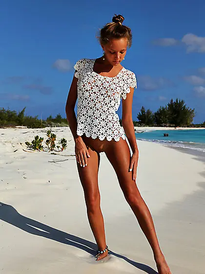 Sandy beach setting bronzed