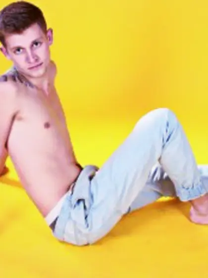 Blonde angel perform close