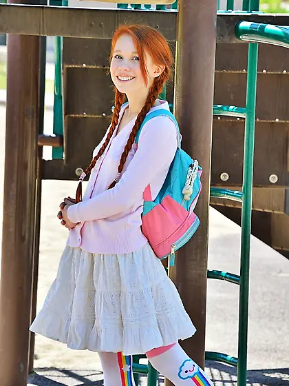 American young schoolgirl pigtails