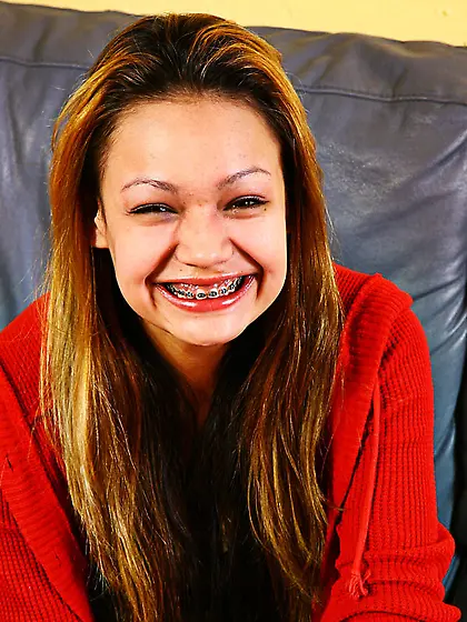 Busty teen braces enjoys