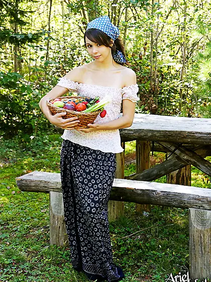 Even when gathering fruits,  tireless Ariel Rebel finds time to m