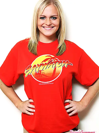 Stunning babe takes red