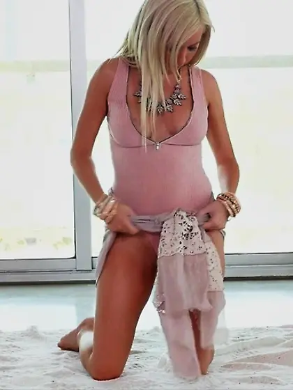 Straddling chest blonde moans