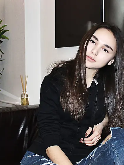 White teen black hair