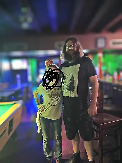 Me standing next to my fav bartender in my fav bar