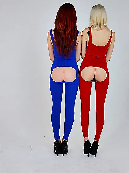 Blonde and redhead practice lesbian sex without taking off provo