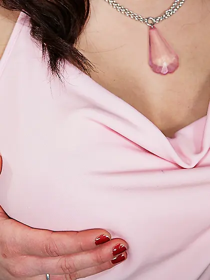 Pigtailed brunette Brandy Lee with huge melons shows off her smo