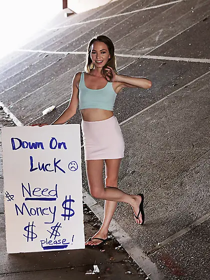Girl needs money so bad that she is ready to have sex with a str