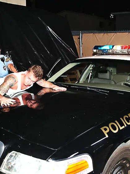 Jewels Jade strips her police uniform, shows her jugs and rides