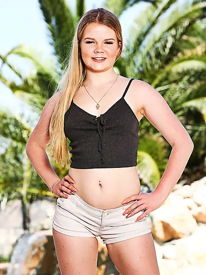 Blonde teen sheds black