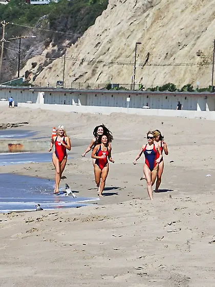 Beauties sexy swimsuits running