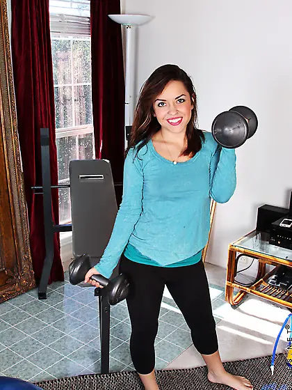 The hottest Latin chick Nina Myers is spreading nub lips and pla